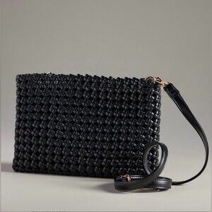 Anthropologie The Kalani Woven Knot Clutch: Faux Leather Edition Black NWOT